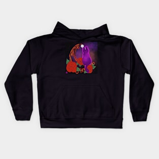 Drippy Moon Cat Tattoo Design (Dark version) Kids Hoodie